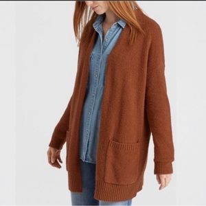 Eileen Fisher Organic Cotton Boucle Long Cardigan in Nutmeg Brown